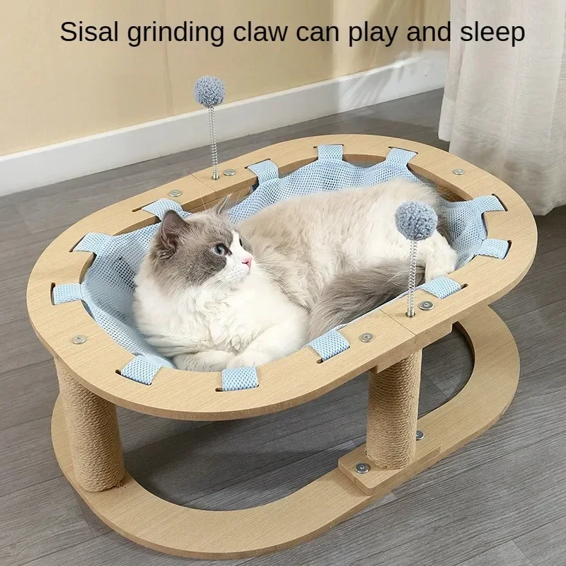 Pet recliner with scratch board breathable four seasons universal cat accessories summer cooling grab column for cats