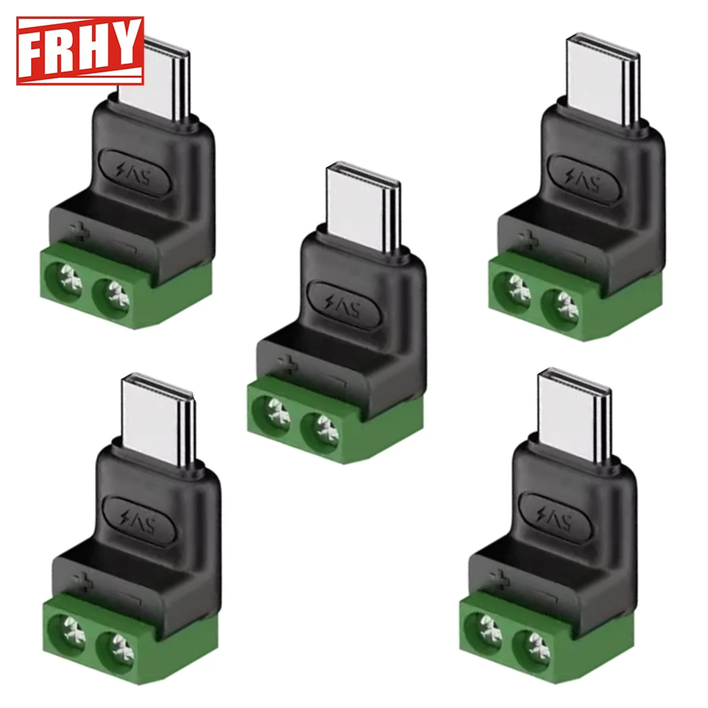 5PCS TypeC 2-Pin Adapter No-Solder Quick Connect Green Terminal for Cables/Power Banks/DIY Universal Home/Travel Use