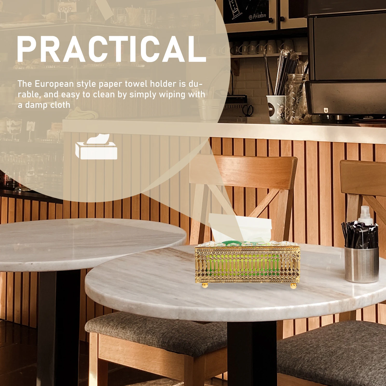 

Gold Plated Tissue Box Cover European Style Vintage Napkin Holder Household Paper Towel Storage Box Dispenser