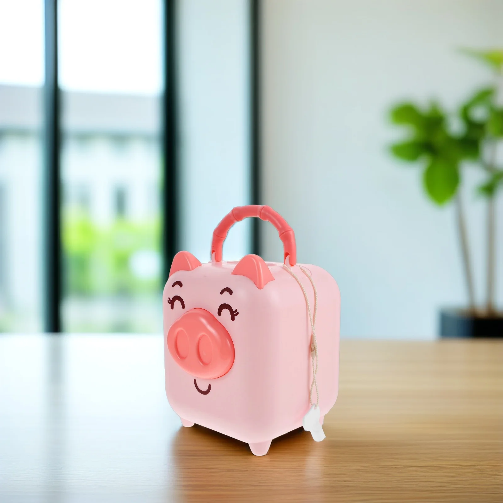 Mini varkensvormige spaarpot voor kinderen Veilige vergrendeling Munthouder Desktop Spaarcontainer Speels ontwerp Kind
