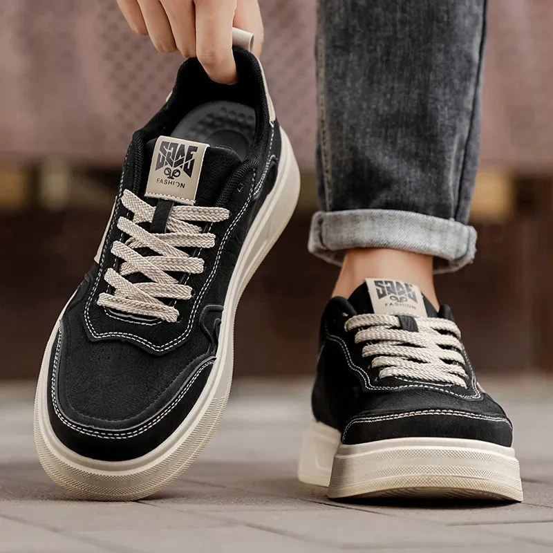 

Autumn Hot Selling Sports Shoes Casual Shoes Lace Up Round Toe Board Shoes Soft Soled Soft Surface Anti Slip Versatile Work Shoe