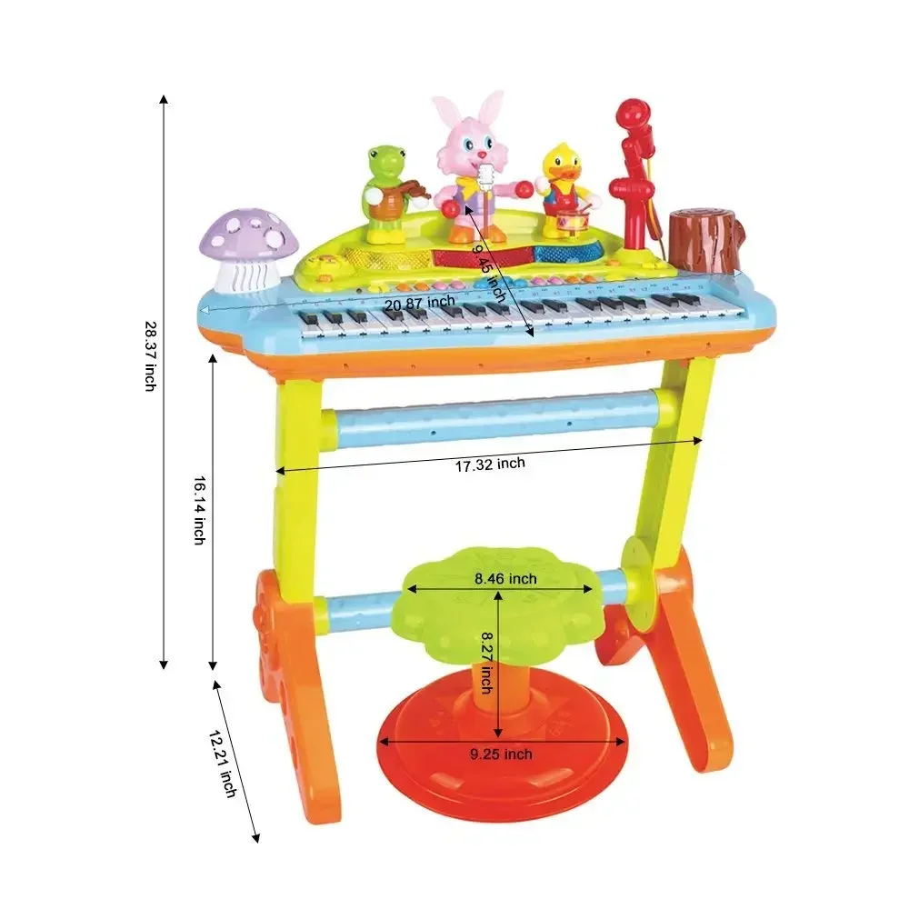 Musical Kids Electronic Keyboard - 37 Keys Piano with Microphone, Stool, and Musical Toy Instrument