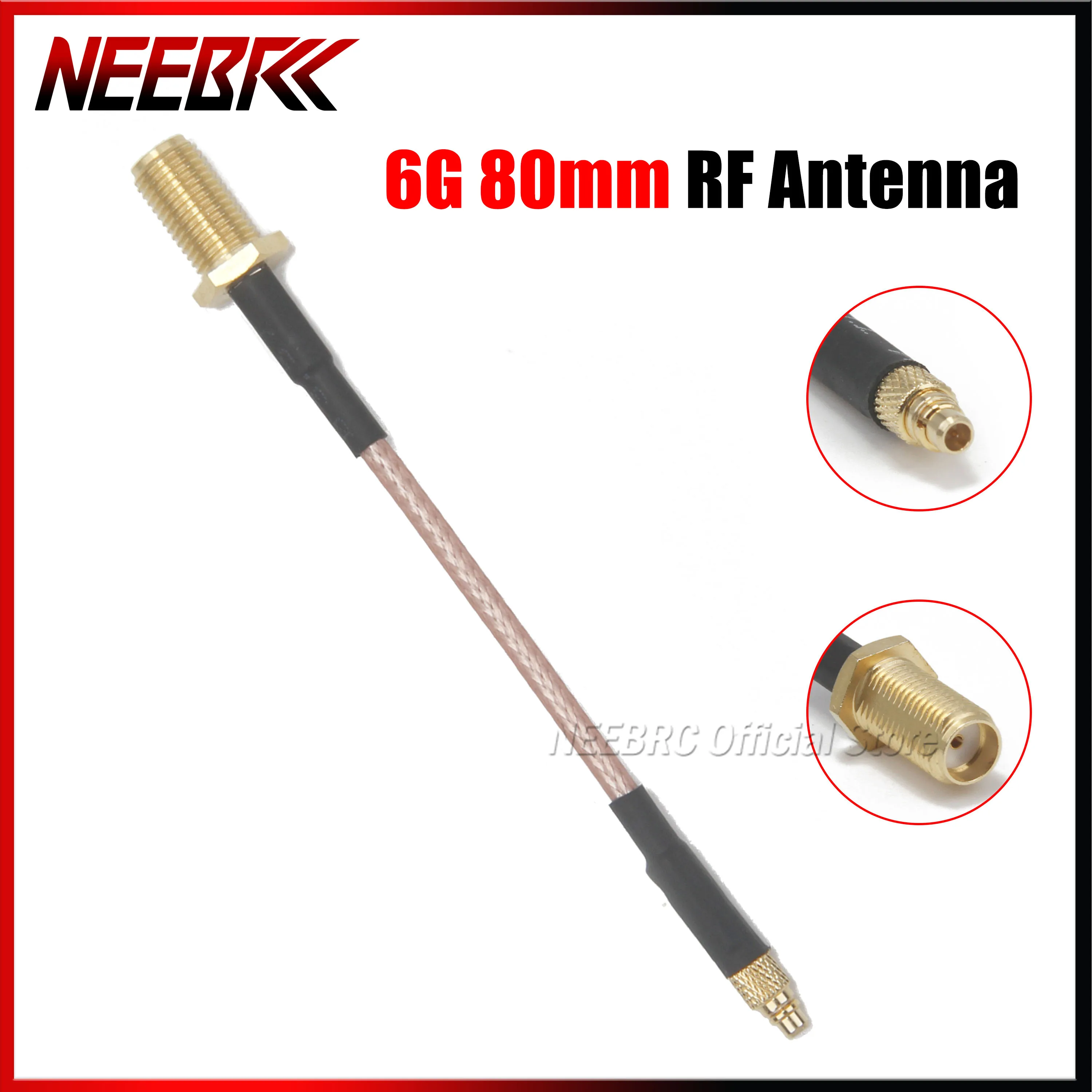 6G 80mm Image Transmission Antenna RG316 Straight Female SMA Connector To MMCX Male Plug for RC FPV Racing Drone Model Toy Part