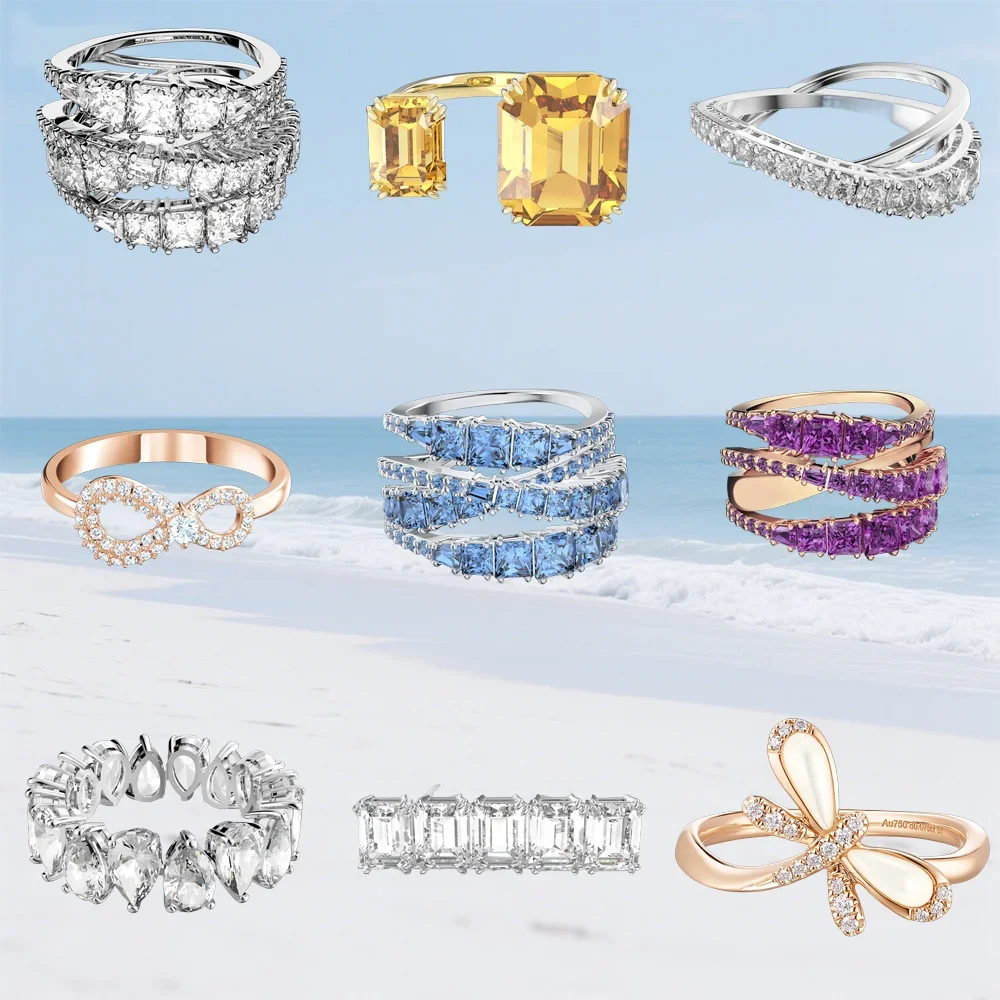 

New women's fashion ring, versatile and fashionable, inlaid with gorgeous colored gemstones, suitable for lovers as gifts