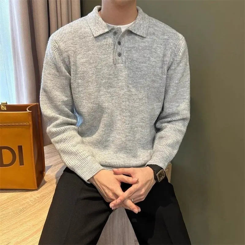 

American Casual Loose Fit Men's Knitted Sweater Ne Design Lightweight Luxury Sle Autumn Lazy Feel Simple Versatile Top