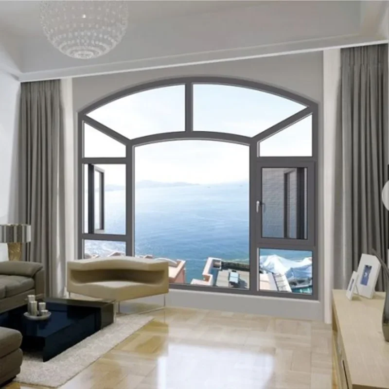 *R# Thermal Broke Window Aluminum Sliding Window Hurricane Impact Arched Top Aluminum Exterior Window