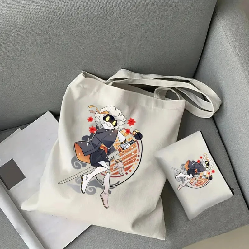 2 Pcs Murder Drones Tote Cosmetic Bag Set Fashion Canvas Shoulder Bag Eco-friendly Large Capacity Women's Shopping Bag Wallet