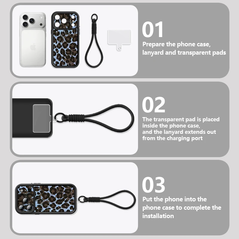 Wrist Strap Lanyard Phone Case For iPhone 17 Pro Max 17e 16e 16 14 15 13 Pro Max 11 Leopard Print Soft TPU Silicone Back Cover view 5