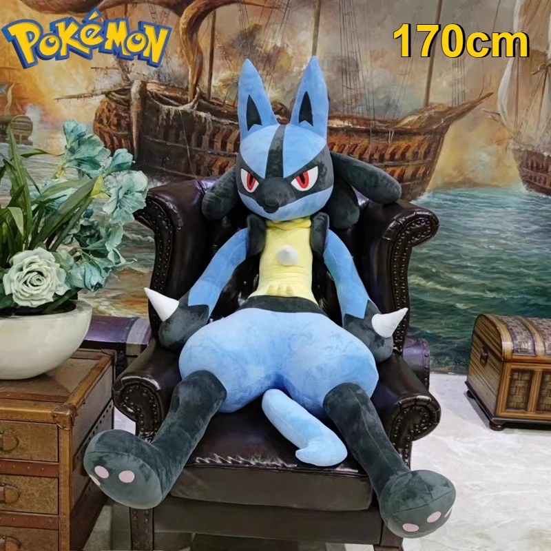 

150/170cm Super Big Size Pokemon Lucario Anime Plush Stuffed Slim Waist Version Doll Kawaii Room Decoration Cartoon Doll Gift