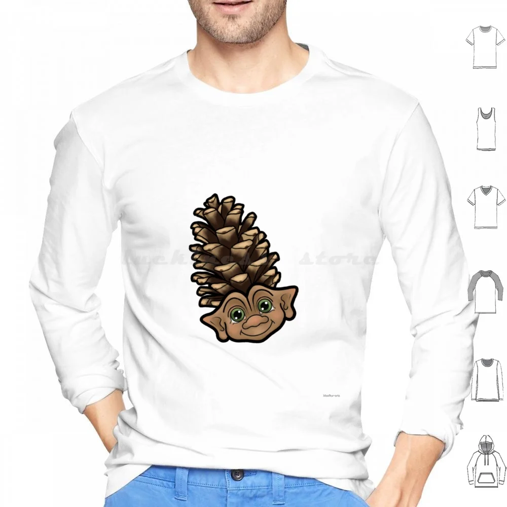 Pinecone Troll Hoodies Long Sleeve Pinecone Evergreen Pine Tree Troll Lucky Troll Retro Toys Forest Cottage Core