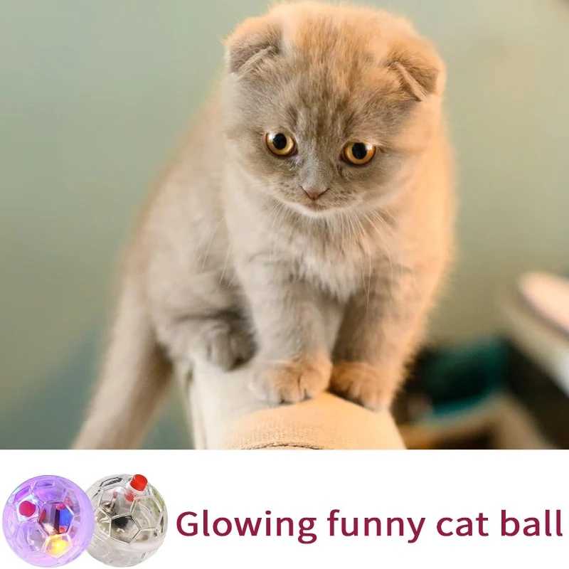 Cat Transparent Glowing Ball Toy Flashing Interactive LED Touch Activated Glowing Ball Suitable Kitten Puppy Running Exercise