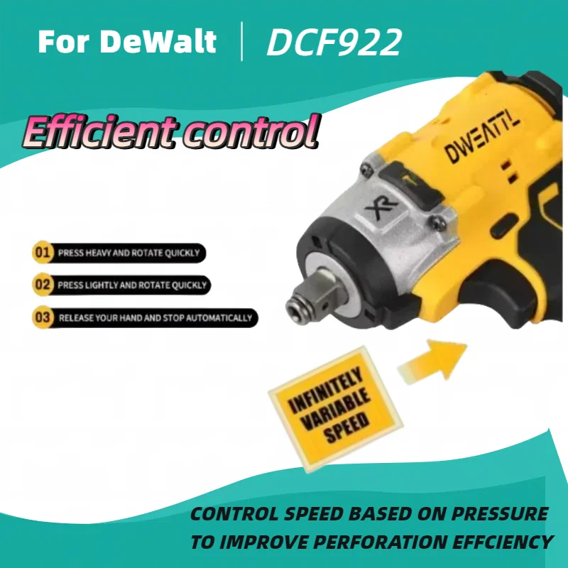 For Dewalt DCF922 Electric Impact Wrench Rechargeable High Torque 406Nm(Reverse) 1/2" 2500 RPM Universal 20V Battery Power Too