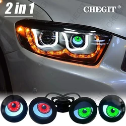 1Set Modified LED Car Dynamic Devil Eyes Lens Lights Headlight Assembly With Remote Control 12V 36V Auto Retrofit Accessorie