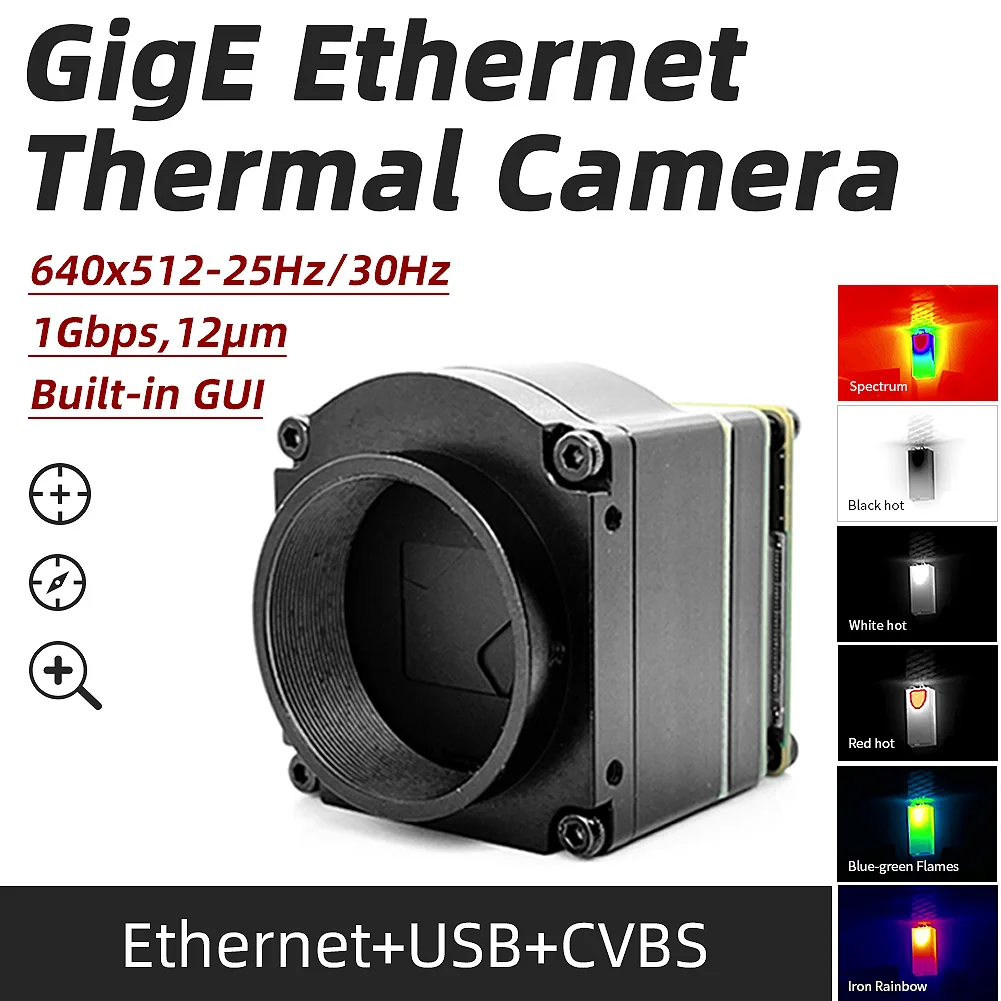 GigE Ethernet Thermal Imager GigE Thermal Camera, ETH+USB+CVBS,640x512,1Gbps,Built-in GUI,with lens