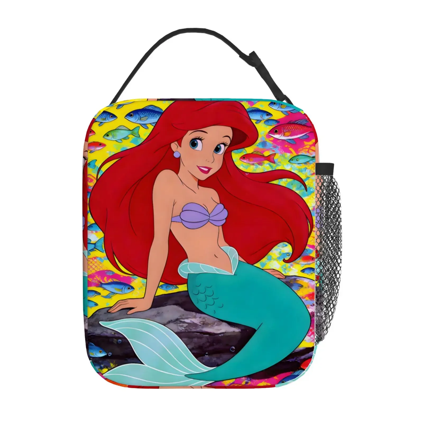 

1 шт. сумка для обеда с мультяшным принтом в стиле Русалочки Ариэль, портативная сумка для еды, изысканная и прочная, для поездок на работу.