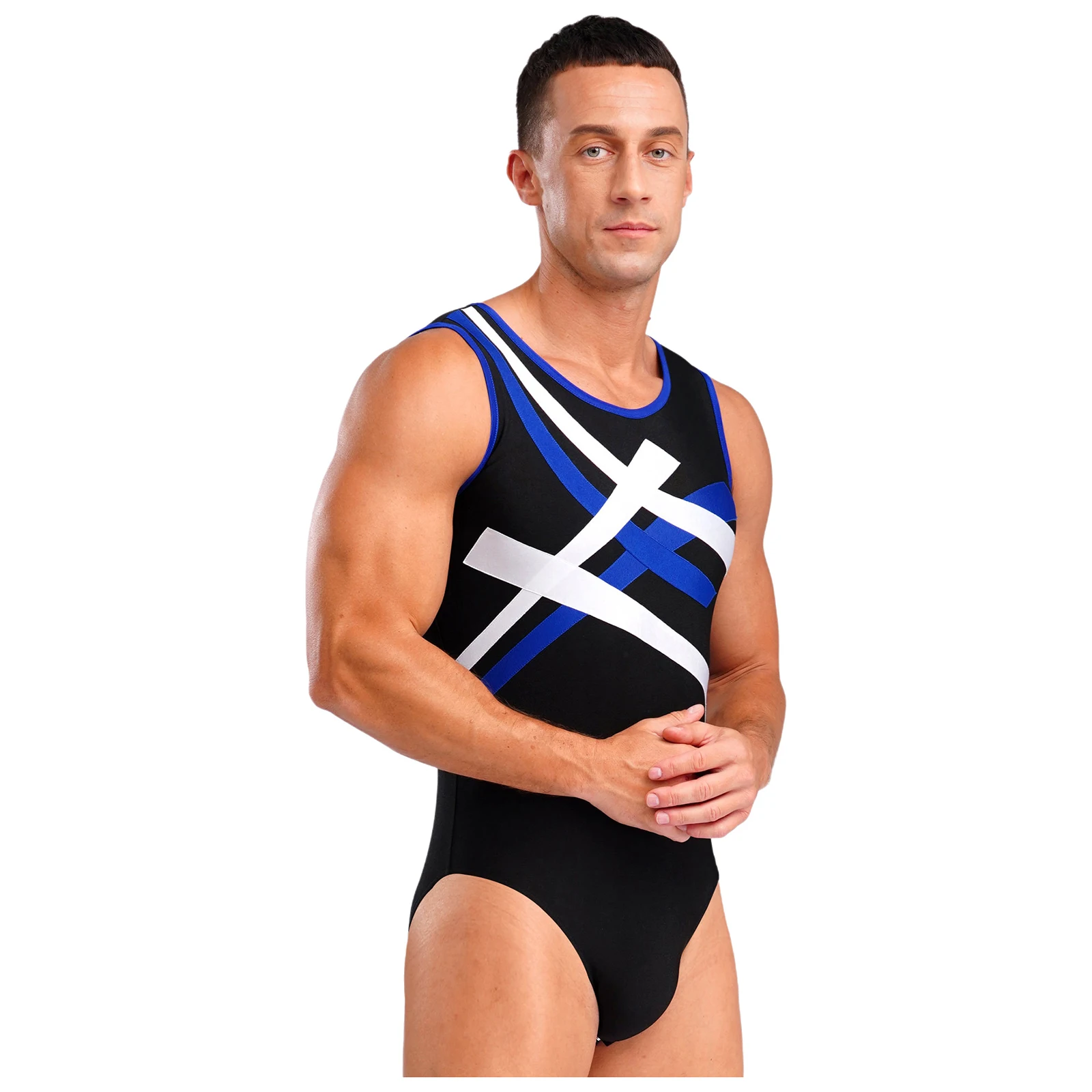 Männer Akrobatische Trikot Overalls Training Kostüm Workout Bodys Fitness Sportlich Patchwork Ballett Tanz Gymnastik Body