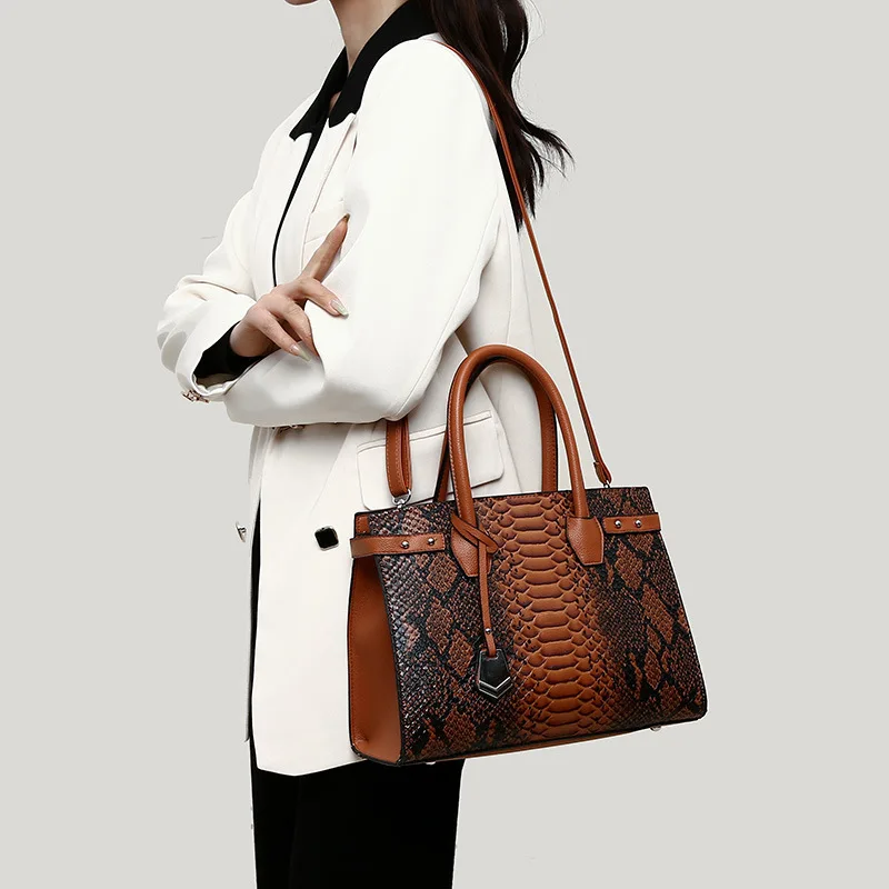 3pcs/set New women's retro Crocodile pattern handbag, large capacity bag, fashion and versatile single shoulder crossbody bag