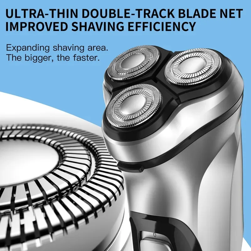 Electrical Rotary Shaver for Men 3D Floating Blade Washable USB Rechargeable Shaving Beard Machine