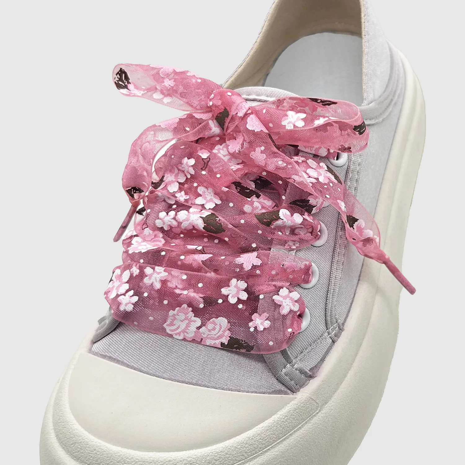 1Pair 100cm Flower Pattern Shoe Laces - Romantic Transparent Organza Lace Shoe Decor With Flowers - Multiple Styles To Choose Fr