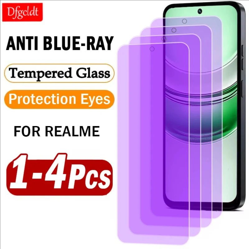 

1-4 шт. закаленное стекло с защитой от синего света для Realme Note60x 60 50 6 7 8 X7 Q5 Pro Защитная пленка для экрана Realme GT Neo 2 3 2T 3T 5 SE