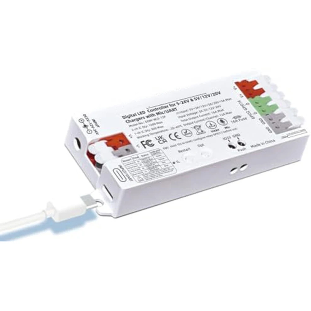 controller-digitale-wled-per-strisce-led-su-piattaforma-esp32-con-corrente-nominale-16a-alloggiamento-bianco-connettore-usb-c-range-5-24v