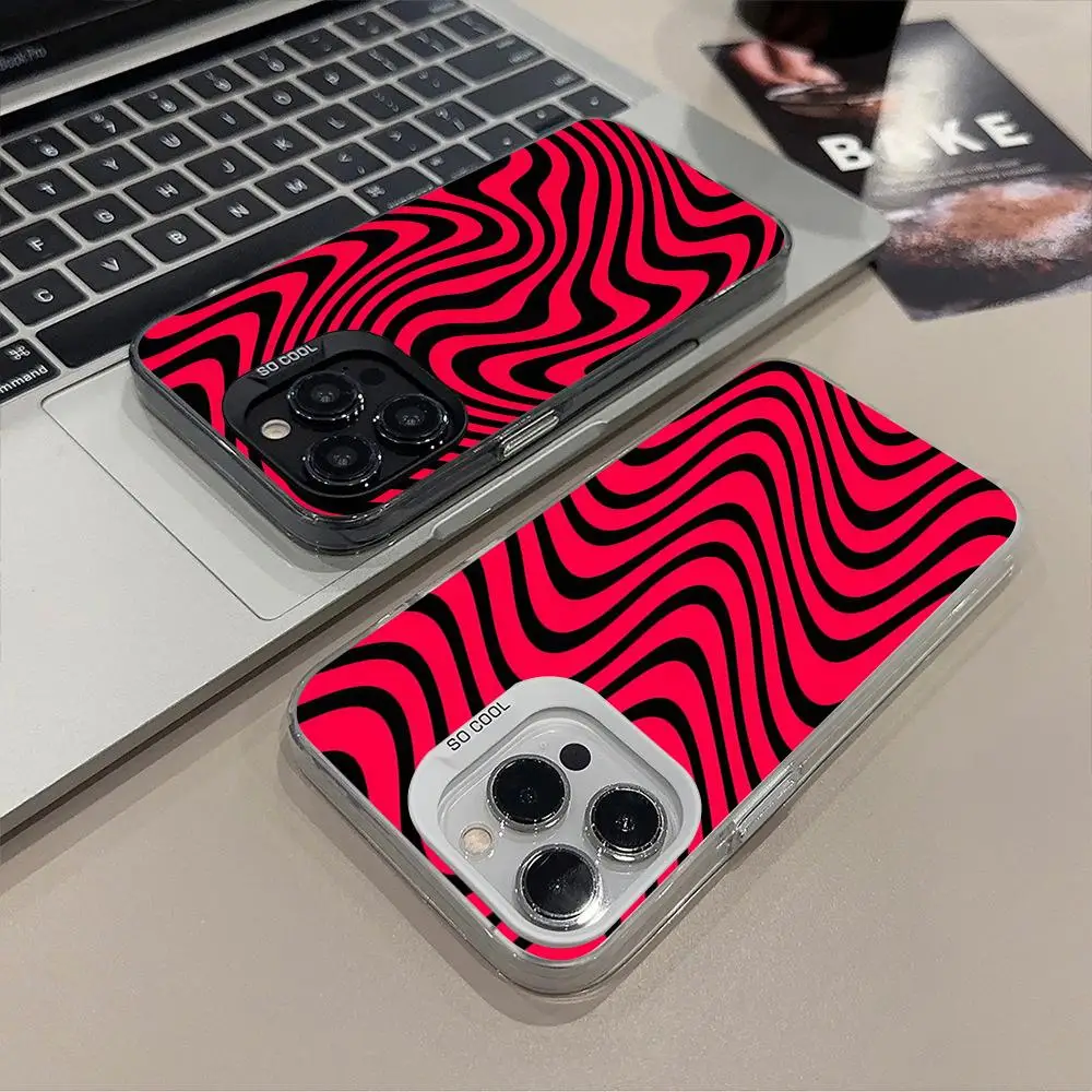 PewDiePie موجات جراب هاتف ماتي الملونة الفضة آيفون 17 15 14 16 13 12 11 برو ماكس زائد XS X غطاء صلب مقاوم للصدمات