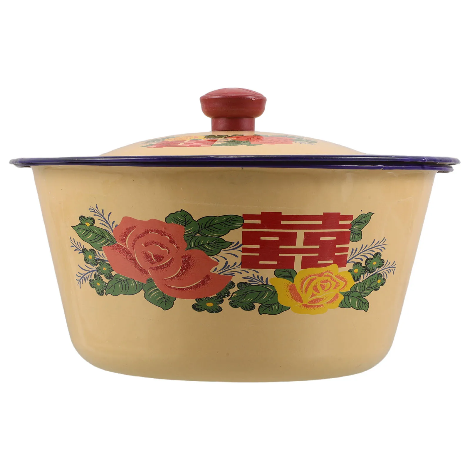 

23Cm Retro Enamel Bowl Vintage Kitchen Basin Large Capacity For Salad Soup Noodles Mixing Serving Washing Handmade Edge Sturdy