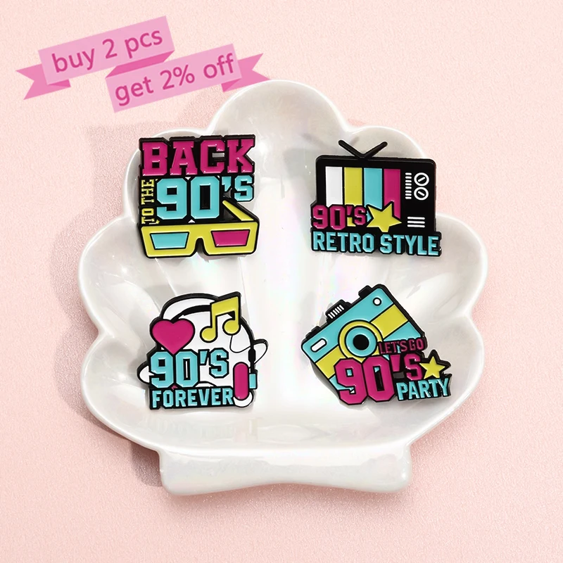 90's RETRO STYLE Enamel Pins Custom Cartoon Nostalgia Brooches Lapel Badges Clothes Funny Jewelry Gift for Friends