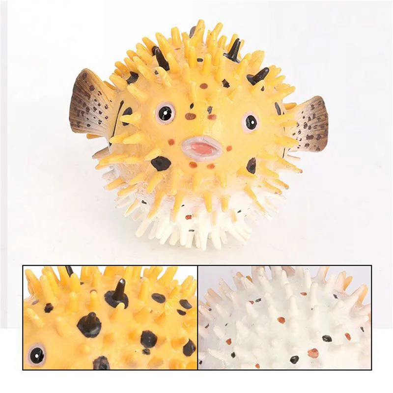 3X Pufferfish Figurine Realistic Plastic Wild Pufferfish Figurine Set For Collection Science Educational Prop