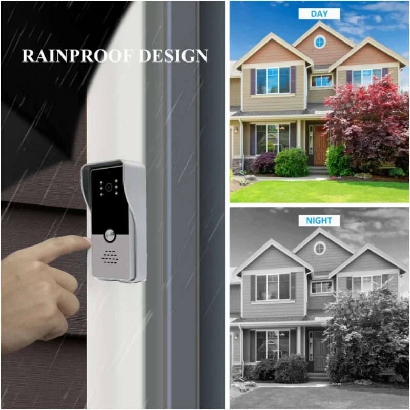 7 Inch Wired Video Intercom Physical Button Video Intercom Kit with IR LED Camera Doorbell Waterproof Support Remote Unlock