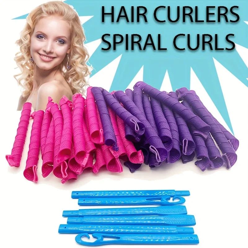 30pcs Heatless Hair Curlers Set Create Bouncy Spiral Curls Without Heat Damage Safe Easy to Use Hooks for Effortless Styling Kit