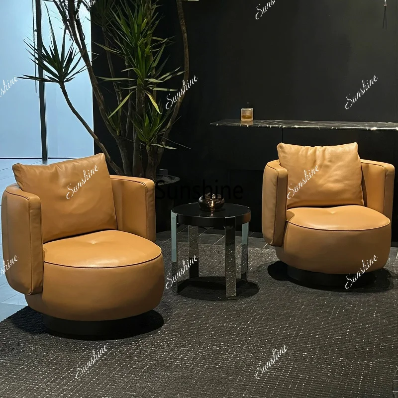 Italian minimalist leisure chair living room balcony household single rotating sofa chair