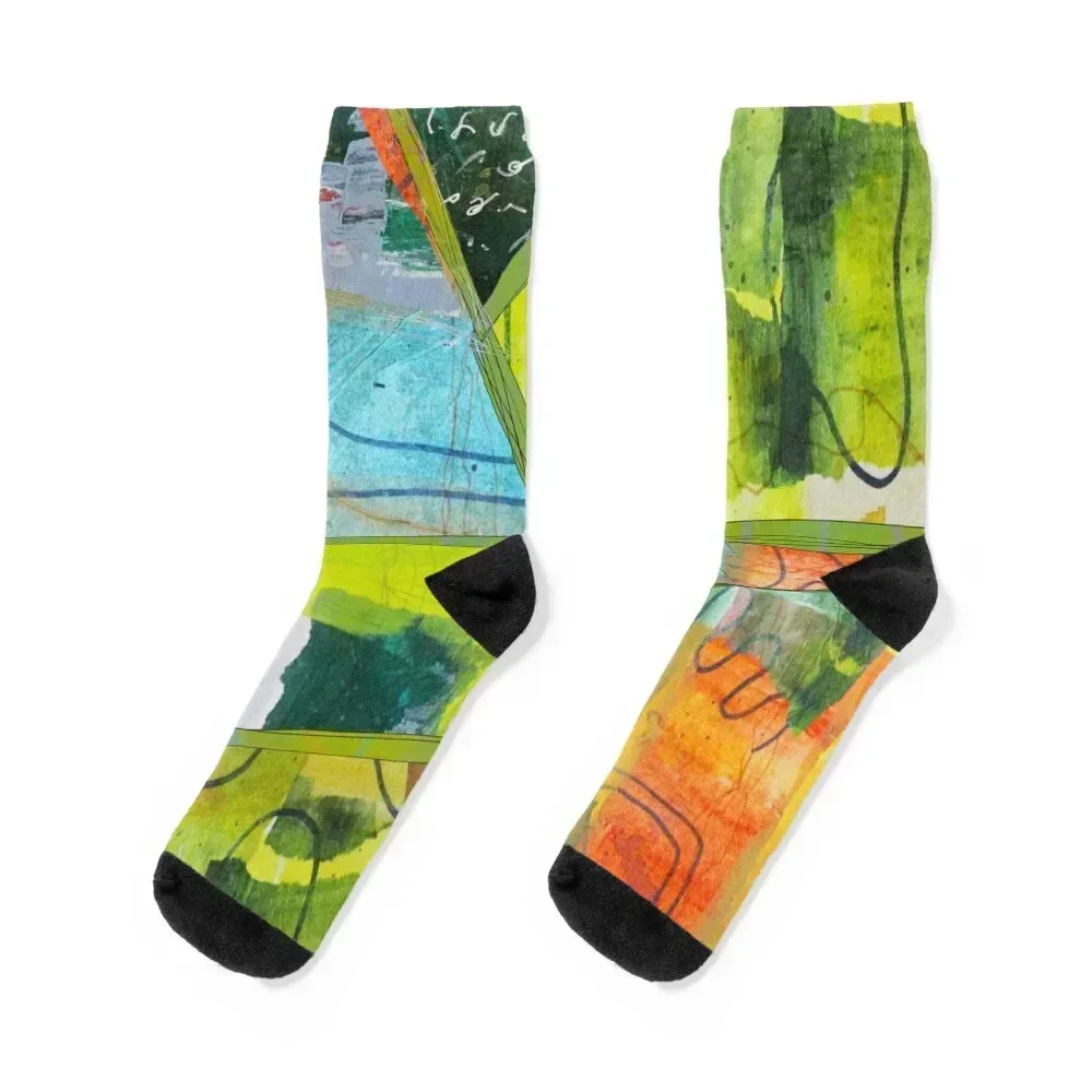 

Messy Mixed Media Collage Art Socks cycling kawaii Crossfit Socks Male Women's