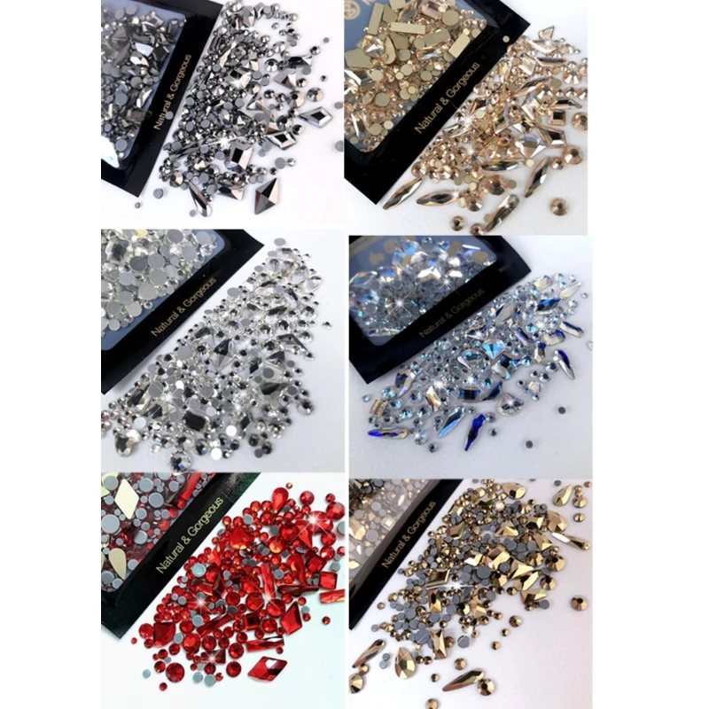 Mixed Flat Bottom Nail Art Rhinestones Set DIY Nails Decor for Nail Enthusiasts and Professional Artists