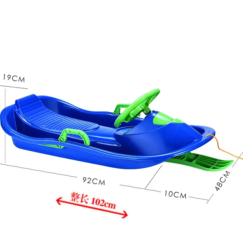 Children's Thickened Snowboard Veneer Sledge Steering Wheel Skiing Board Sandboard Adult with Brake Ice Wagon Sledge