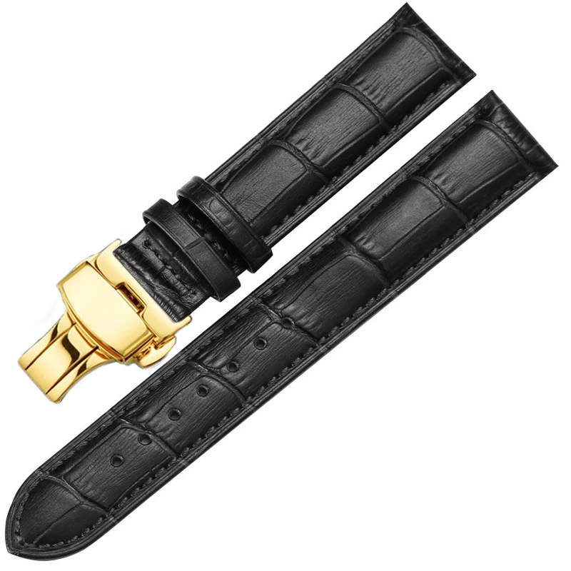 Butterfly Buckle Leather Strap Leather Watch Band Universal Watchband 12mm 14mm 16mm 18mm 19mm 20mm 21mm 22mm 24mm