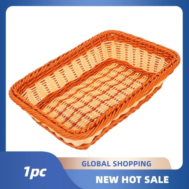 

Plastic Imitation Rattan Woven Bread Basket Wicker Fruit Baskets For Food Serving Display Vegetables Home Kitchen Restaurant
