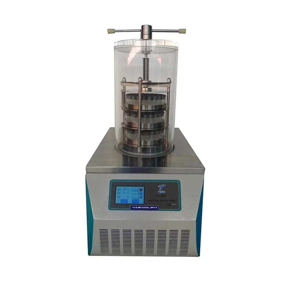 

Small Desktop Vacuum Freeze Drying Machine Lyophilizer Machine Freeze Dried Fruit Gland Type Lab Use Vertical Freeze Dryer