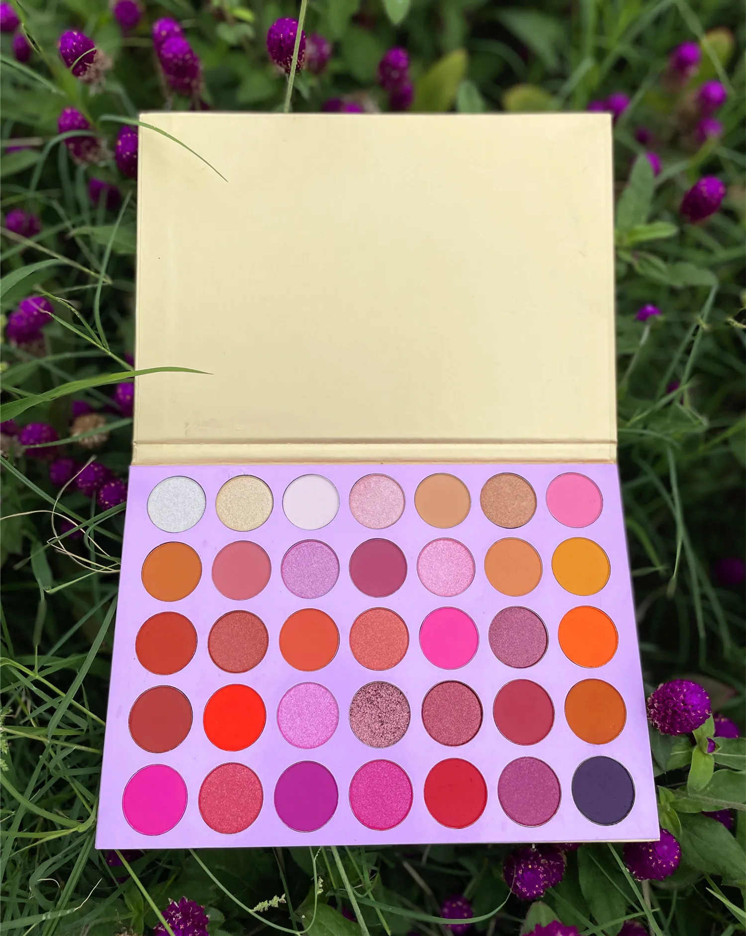 No Logo Rose Pink 35 Colors Eyeshadow Matte Shimmer Palette Long Lasting Waterproof Mineral Powder Palette