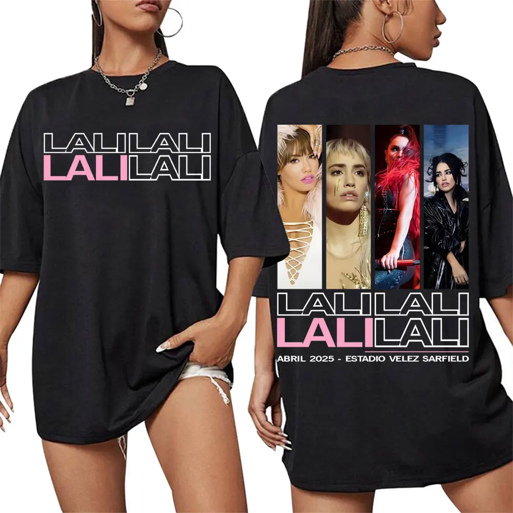تي شيرت Singer Lali Esposito 2025 Tour Summer 100% من القطن الخالص للرجال والنساء، تي شيرت للشارع، كاجوال بأكمام قصيرة Y2k