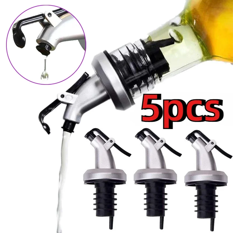 New Oil Bottle Stopper Rubber Lock Plug Seal Leak-proof Food Grade Plastic Nozzle Sprayer Liquor Dispenser Wine Pourer Barware