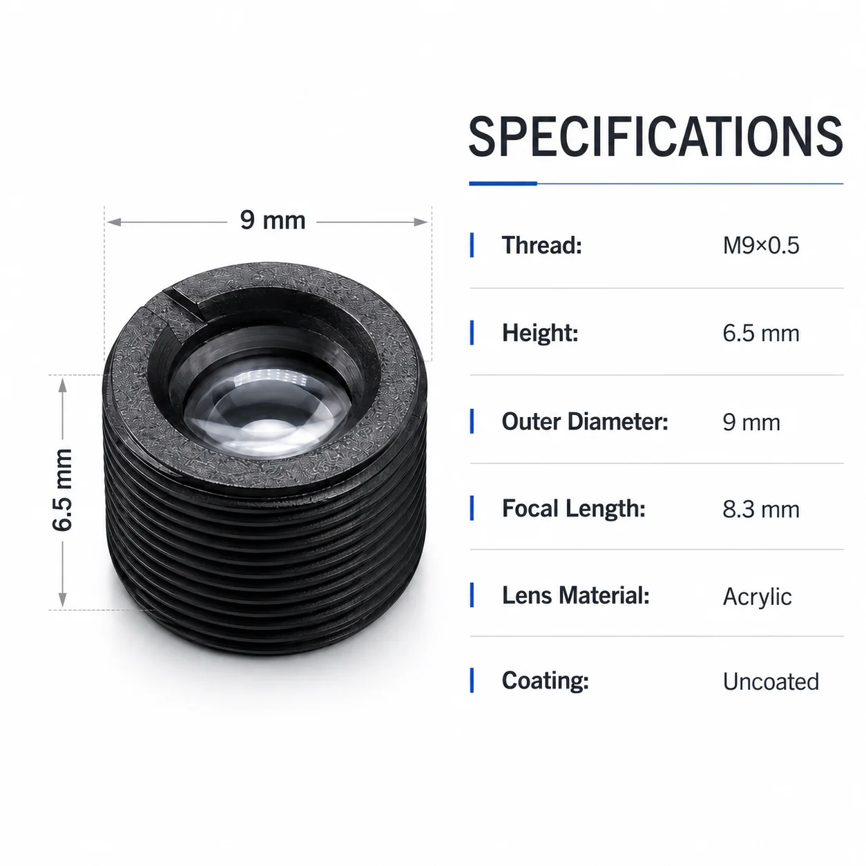 ZhonNa M9x5 Wide-Band Laser Collimation Focusing Lens 9mm Acrylic Optical Holder for Tools & Instruments Equipment Accessories