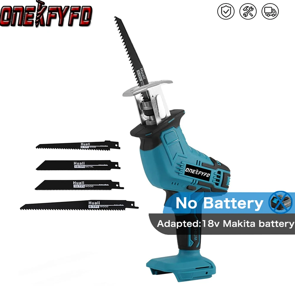 Electric Cordless Reciprocating Saw Adjustable Speed Chainsaw Wood Metal PVC Pipe Cutting Tools for Makita 18V  (No Battery)