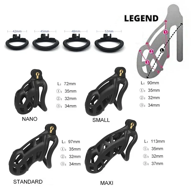 New Color Male Penis Lock Chastity Cage with Lock Resin Virginity for Men Breathable Cock Ring Penis Fetish Restrain Sex Toys