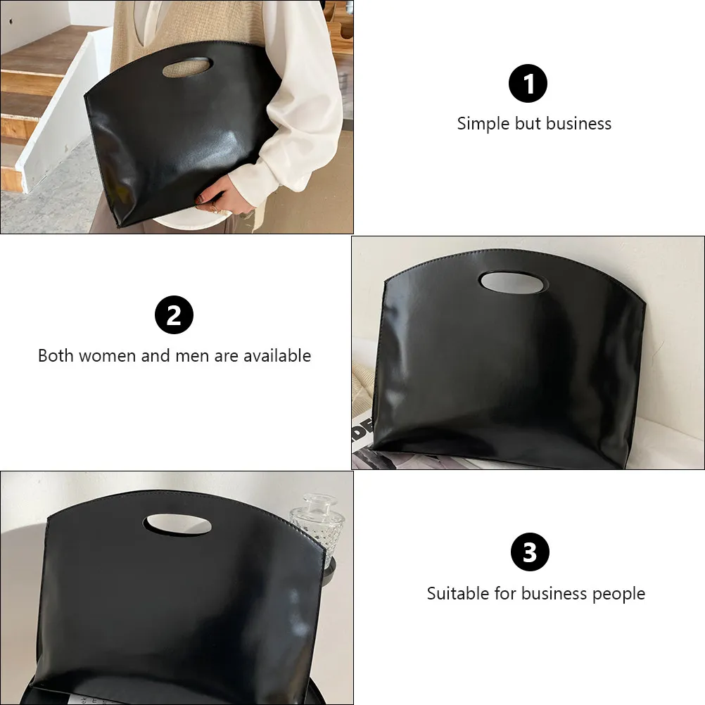 

1Pcs PU Briefcase Simple Business Tote Large Capacity Laptop File Holder Retro Portfolio PU Briefcase