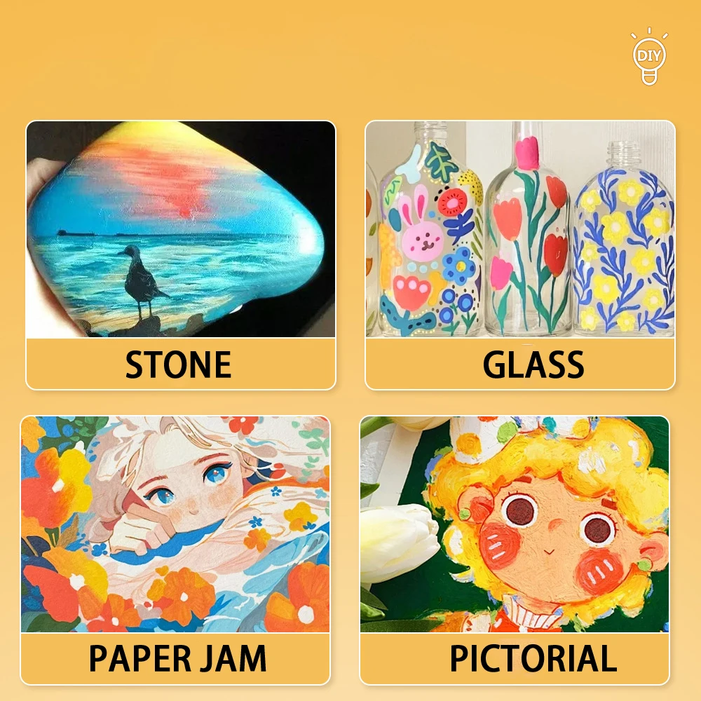 12/24 لونًا من علامات الفن الملونة للرسم على ورق الصخور المعدني للأطفال هدية أدوات مكتبية فنية للوازم المدرسية.