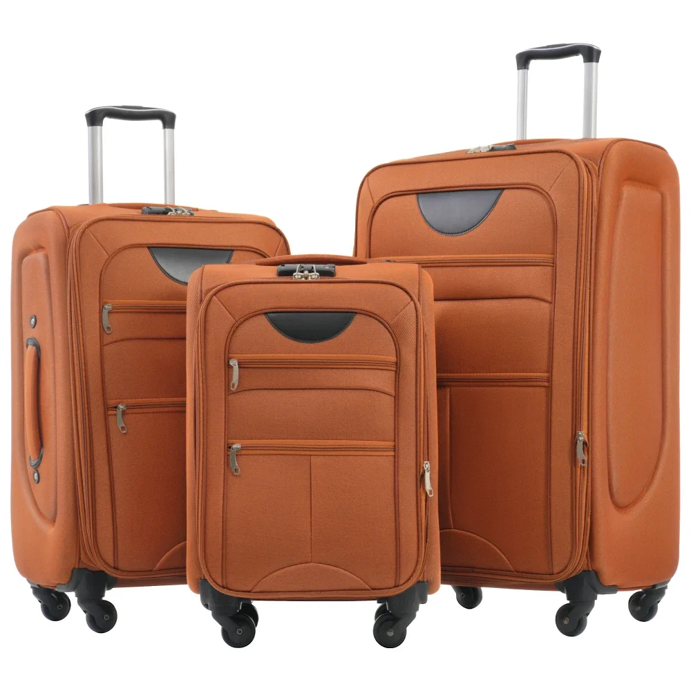 

3 Piece Softside Expandable Luggage Set 22/26/30 Inch Upright Spinner Wheels Lightweight Softshell Travel Suitcase