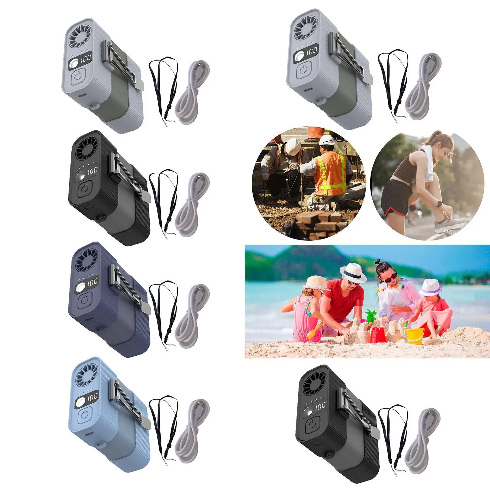 مروحة خصر محمولة، مروحة صغيرة خفيفة الوزن قابلة لإعادة الشحن، مروحة معلقة للرقبة، مروحة يمكن ارتداؤها للبستنة، التخييم الصيفي، موقع العمل في الهواء الطلق