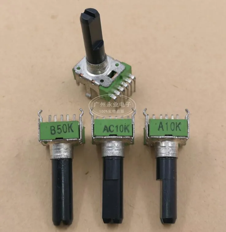 1 Piece RK12 Type Vertical Double 6 Feet Potentiometer A10K A10K Midpoint B50K With Midpoint Handle Length 23MMF