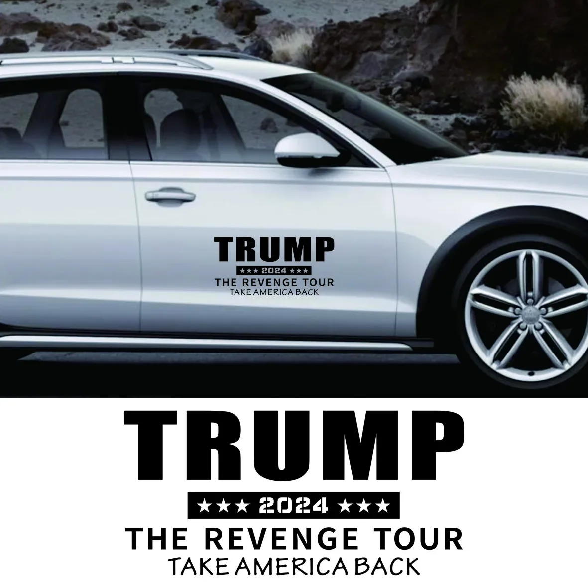 Car Trump 2024 THE REVENGE TOUR Stickers USA Pickup Truck Window Door Side Decor Decal Motor Vinyl Decoration Auto Accessories